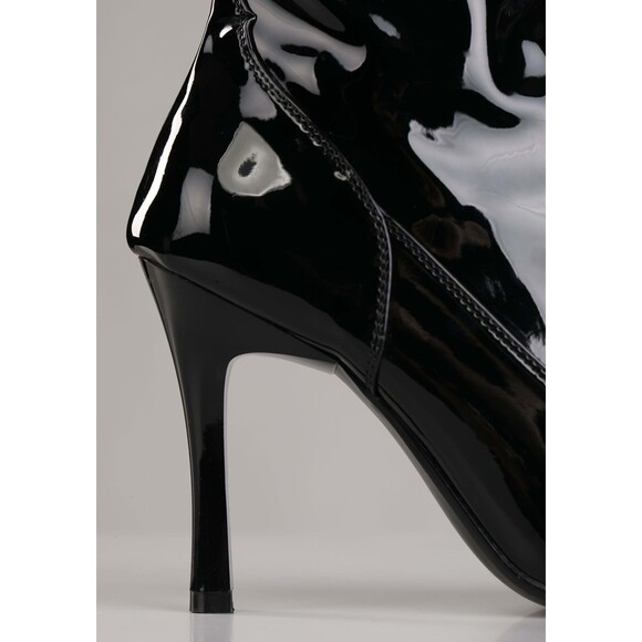 Black Patent Over-the-Knee Pretty Woman Boots Faux Patent Leather Size 10 - Picture 3 of 13